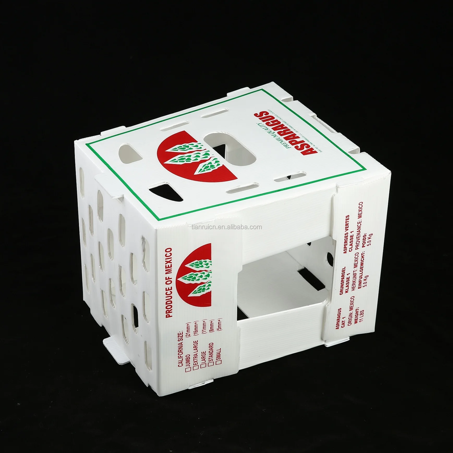 Customized Pp Sweet Corn Box Plastic Asparagus Box Corrugated Plastic Box