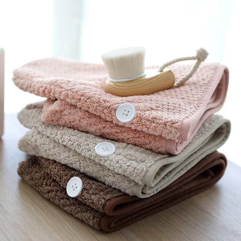 Custom Personalized SPA Women's Super Absorbent Quick Dry Soft Magic Turban Towel With Buttons Twist Wrap Microfiber Hair Towel