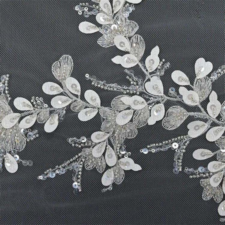 New arrival fashion sexy elegant luxury wedding lace beaded french lace fabric with sequins for wedding dress