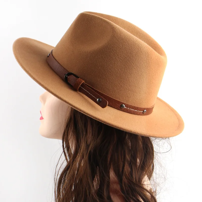Wholesale 2022 NY Fashion Designer Unisex Tone Floppy Flat Wide Brim Wool Felt Fedora Hats for Men and Women