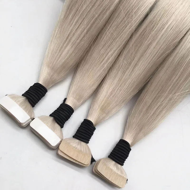 Wholesale price tape in hair double sided tape for hair extensionsnatural cuticle aligned brazilian invisible 100human hair