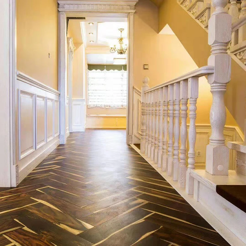 Black & White Ebony/Rosewood / Sonokeling /Mahogany /Black Wood With Sapwood Herringbone Wood Flooring Dalbergia Latifolia Wood