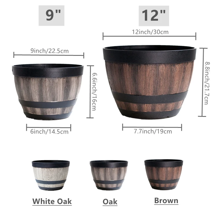 Outdoor Indoor Balcony Wood Bucket Garden Home Decor Modern Round Plant Flowerpot Plastic Planter Pot