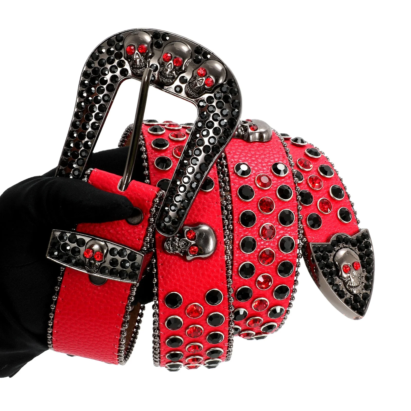 BB пояс для джинсов со стразами, дизайнерский ковбойский пояс с красными стразами