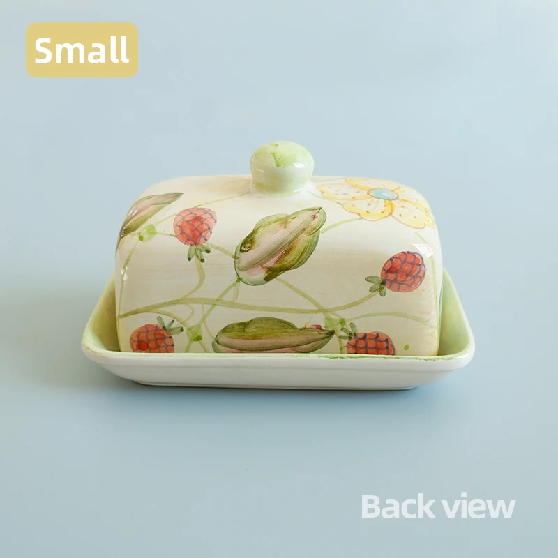 Hot Selling Rectangle French Ceramic Butter Dish Cheese Storage Ceramic Holders Dishes With  Lid