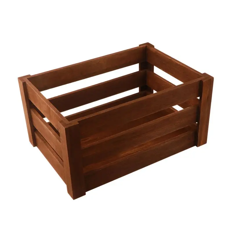 Decorative Wood Crates Storage Container Rustic Wooden Crates for Storage Display Decor Boxes Nature Rustic
