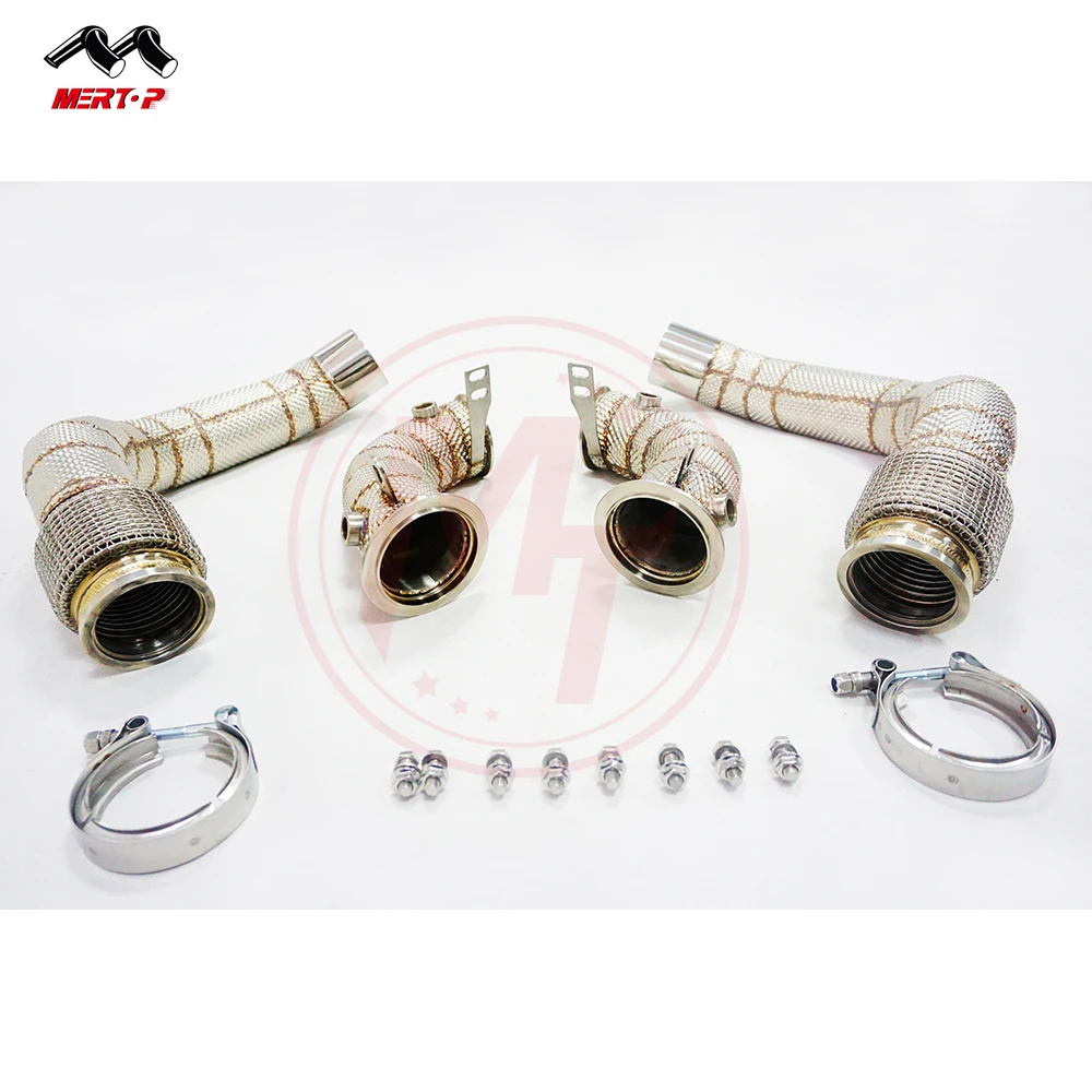 Mertop Racing ss304 Catless s63 Downpipe с тепловым экраном для M5 F90 M8 F91/F92/F93 2017