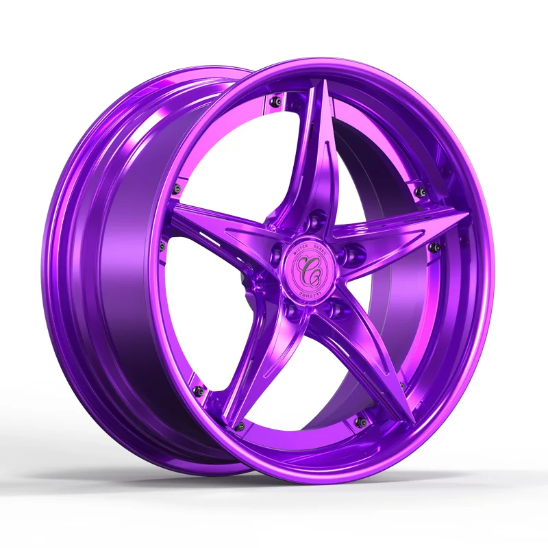 Custom china aluminum alloy 5 holes 16 17 18 19 20 21 22 inch polishing 2 piece forged racing hub rims passenger car wheels