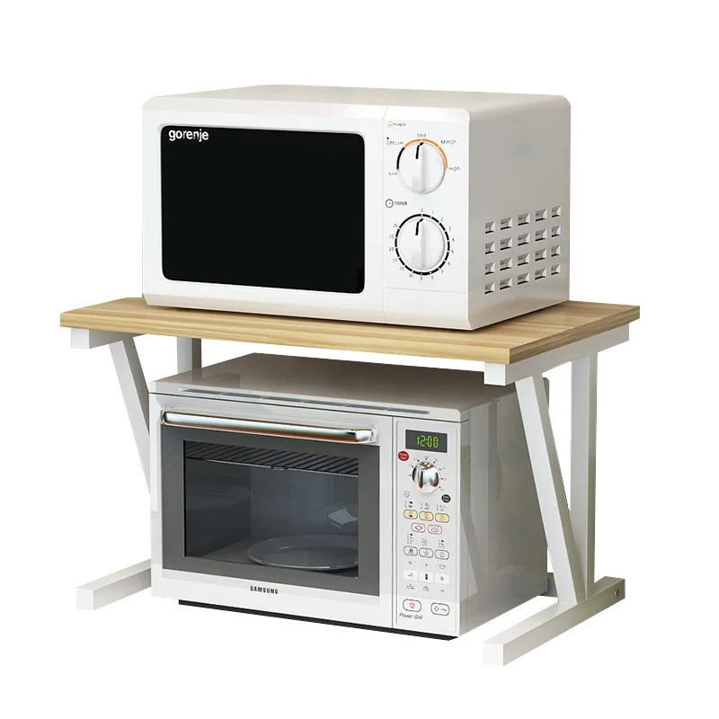 Space Saving Kitchen Organizer Multifunction Logo Custom Spice Stand Wooden Microwave Oven Shelf Rack With