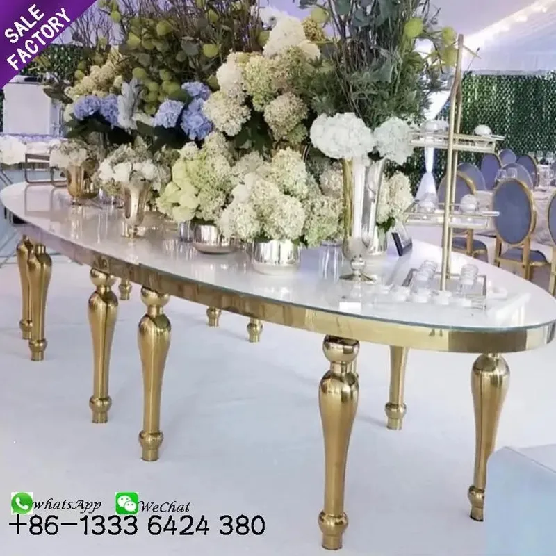 Good Select Hotel Dining Furniture Glass Top Stainless Steel Big Modern Gold Table Round Wedding For Event