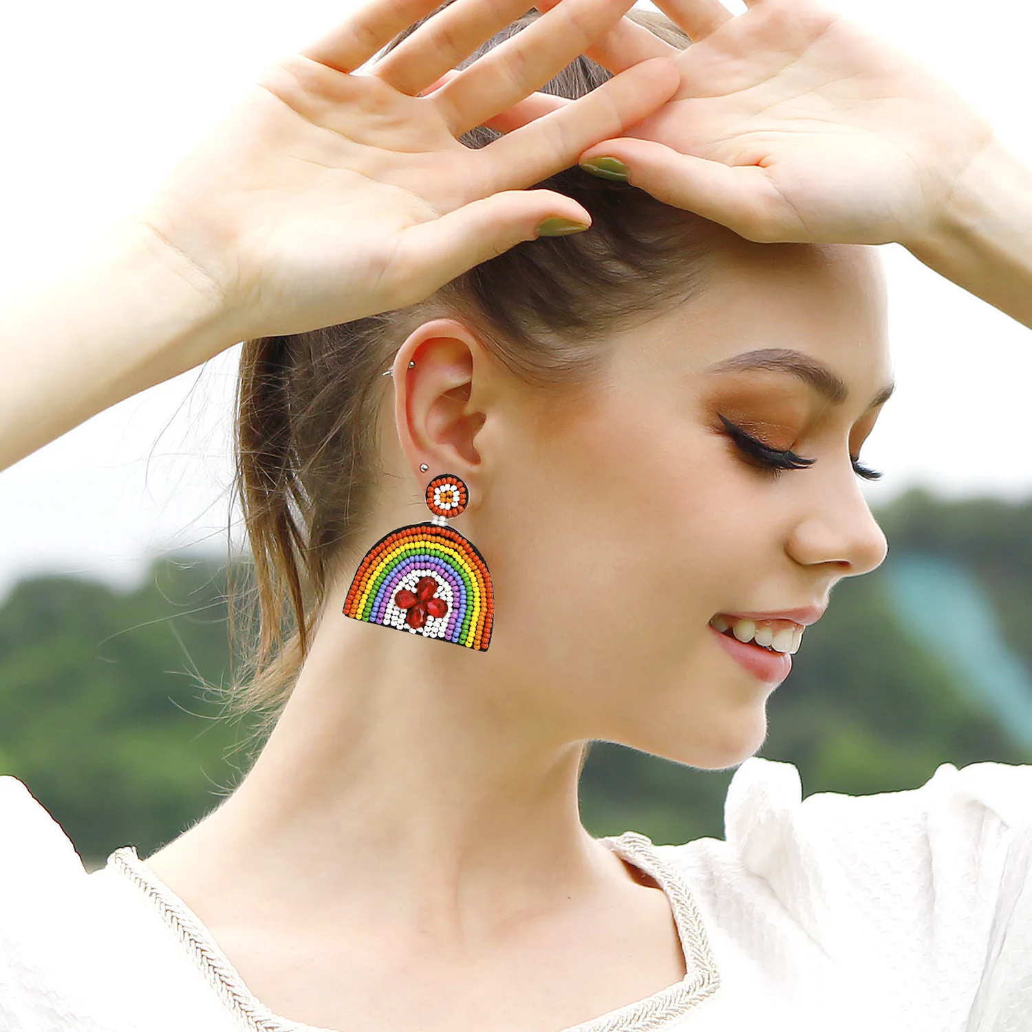 2023 Hot Selling Seed Bead Boho Tassel Earring Heart Shape Rainbow Miyuki MultiColor Earring For Women