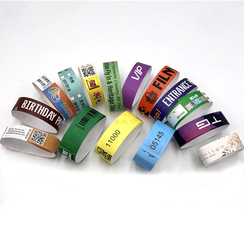 Best Selling Colors Waterproof Tamperproof Tyvek Wristbands Customized Paper Health Bracelet for Amusement Park Swimming Pool