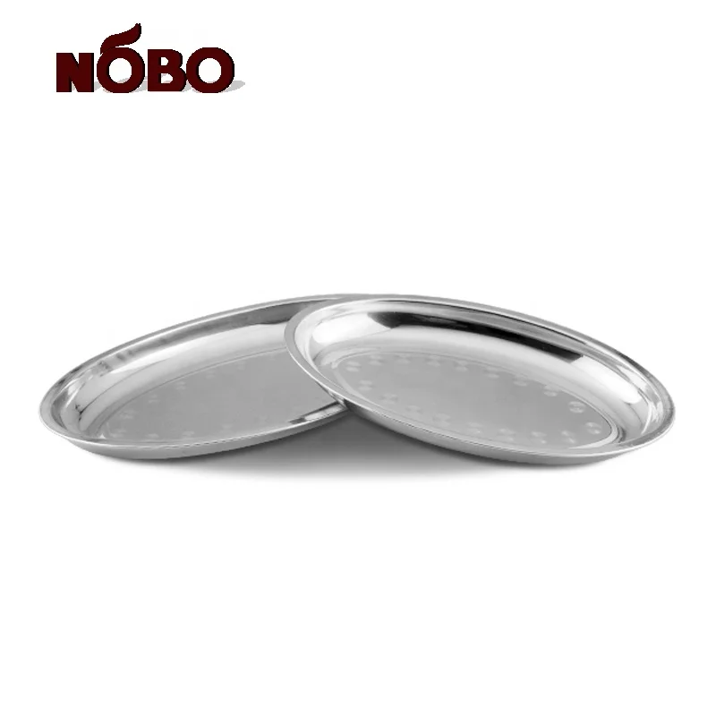 New arrival kitchenware egg shape deep dinner plate stainless steel oval food snacks serving tray