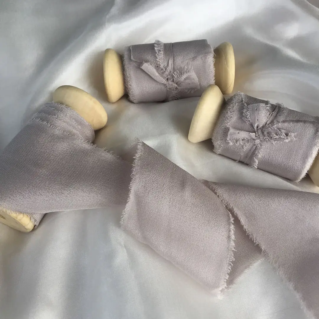 Habotai Silk ribbon in customized size width and length belt for dress diy flower bandage hot sale frayed edge