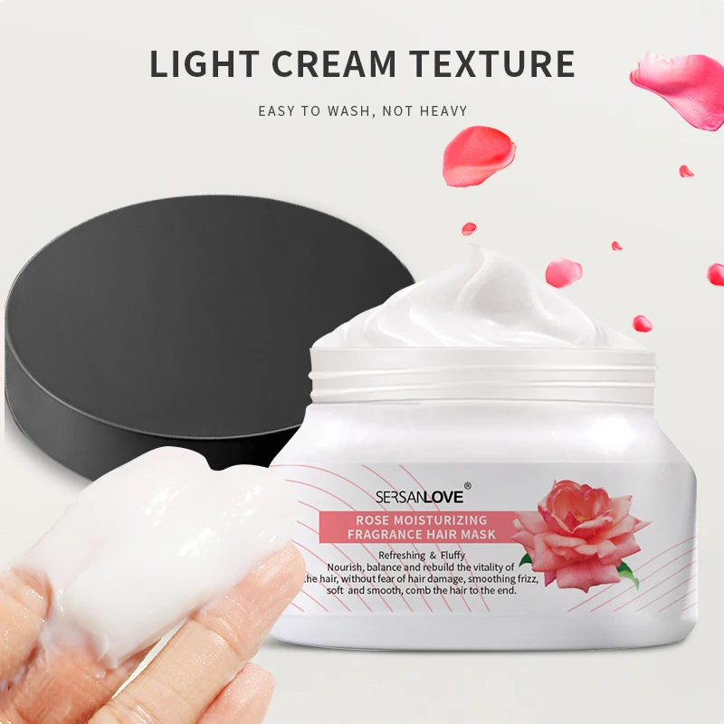 Private Label Professional Rose Hair Repair Mask Soft Smooth Hair Treatment Conditioner Cream For Damaged Dry Frizz Fluffy Hair