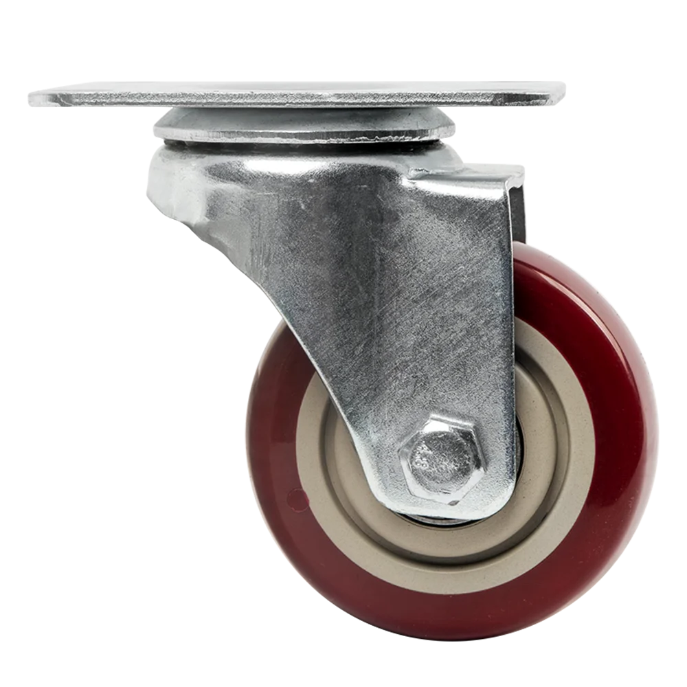 Universal 3 / 4 / 5 Inch Red Omni Medium Duty Wheels with Brake for Trolley Shelf