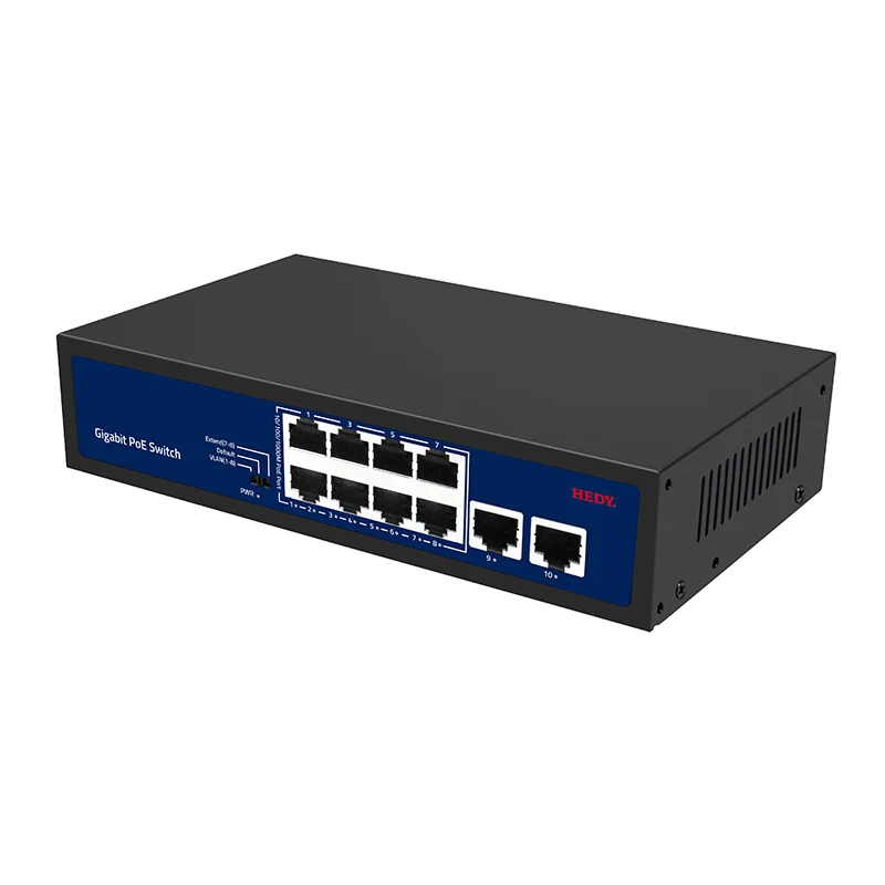 unmanaged 8+2 Ports PoE Switch 4 8 16 24 ports 10/100M & Gigabit ethernet fiber switch poe IEEE802.3af/at suitable CCTV,NVR