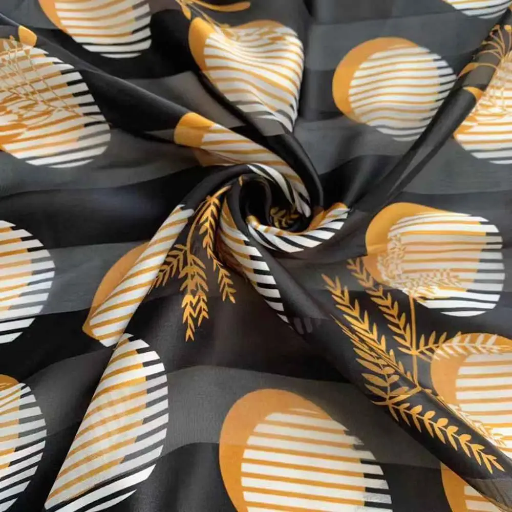 Crinkle Striped/Rose circle dots geometric printed jacquard pure chiffon fabric wholesale