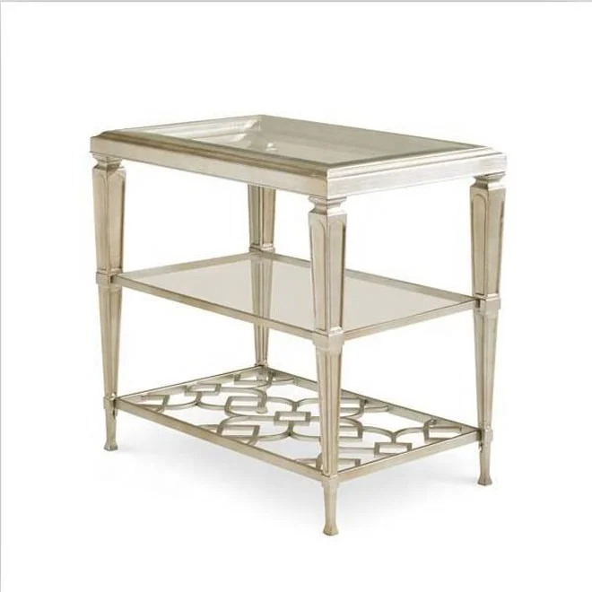 Factory Supply modern tempered glass Sidetable side table coffee table glass chrome