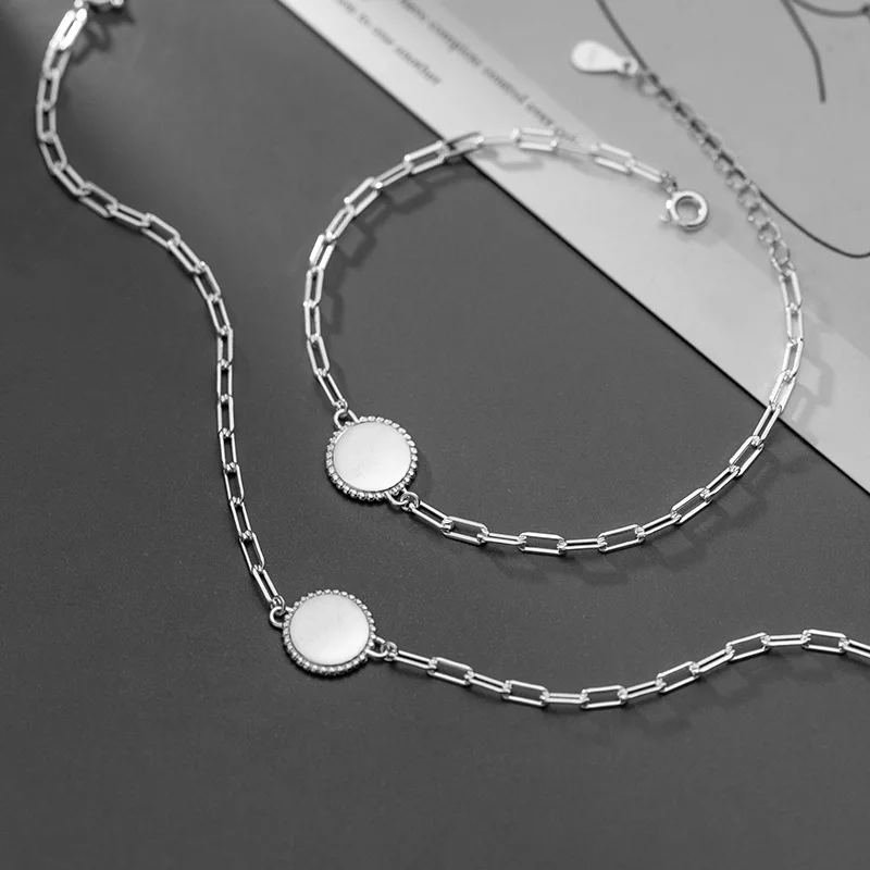  Bijoux Wholesale 925 Sterling Silver Round Link Chain Anklets Women