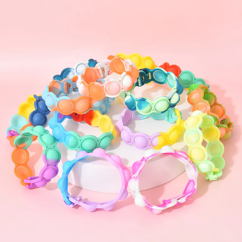 Custom Logo Silicone Sensory Push Pop Toys Stress Reliever Bubble Pop Ball Other kids Toy  Fidget Toys Bracelet