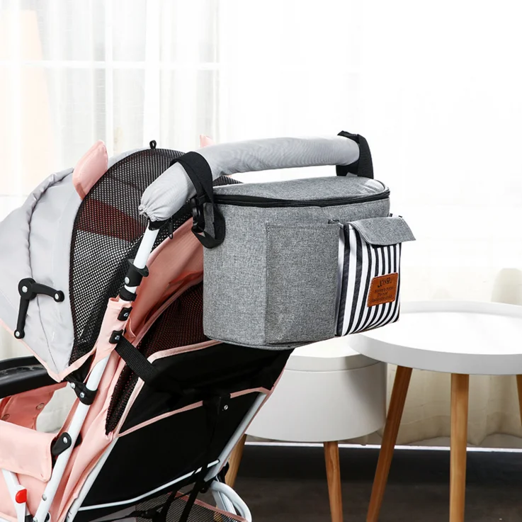 Wholesale Cotton Fabric Baby Stroller Hanging Bag Organizer Black
