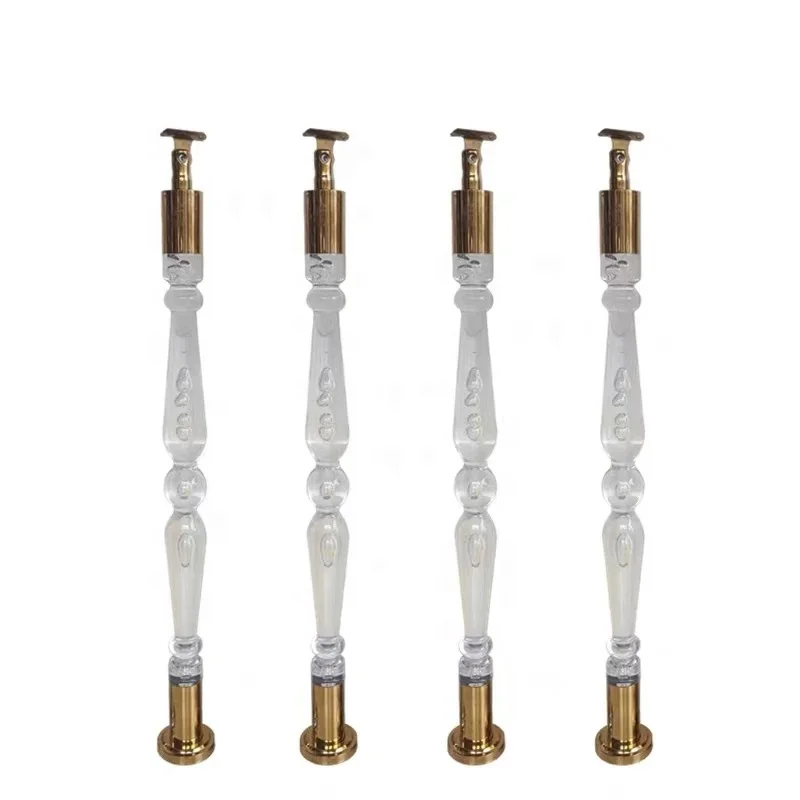 Indoor Modern Clear Acrylic Crystal Railings Stairs Pillars Acrylic Balusters