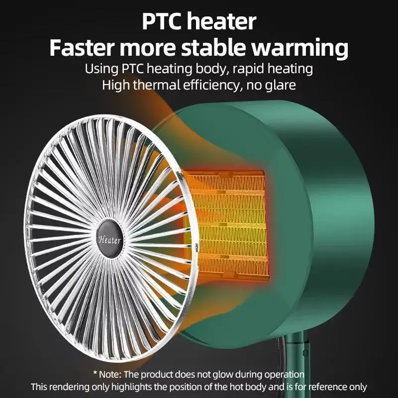 Fan Heater Fast Heating 1000W Electric Heater Vertical Desktop PTC Heating Small Portable Folding Telescopic Warm Air Blower