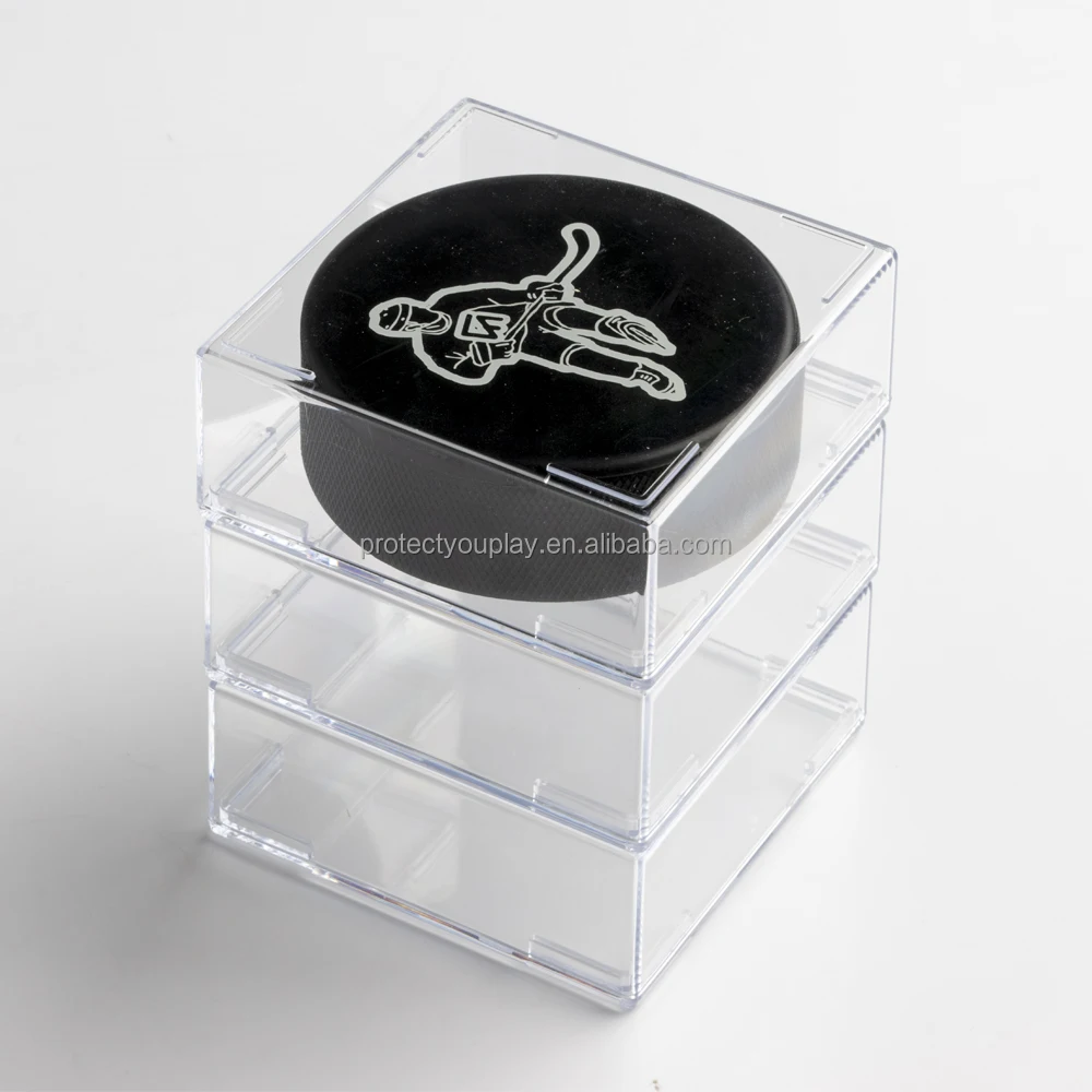 Hockey Puck Display Case Cube Square Holder UV Protection (99%)
