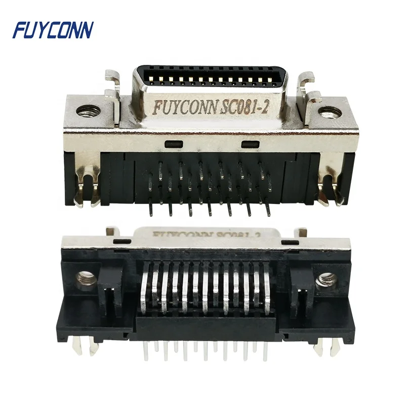 1.27mm Pitch 90 degree Right Angle PCB CN 26pin SCSI MDR Connector, R/A PCB Mount Female 26P SCSI Servo Connector for PCB Board