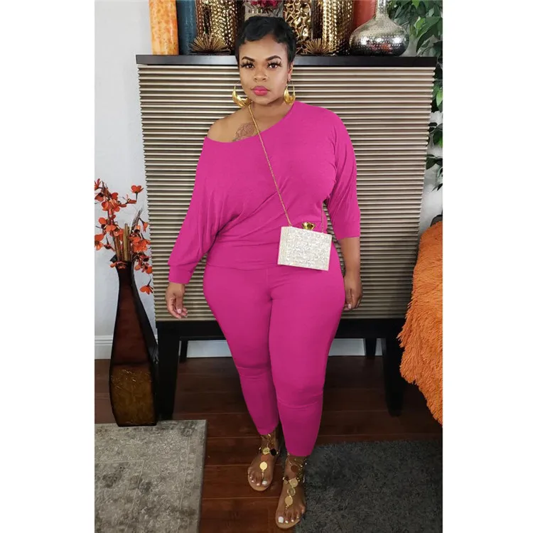 
LF-561 Plus Size Womens Clothing 2021 Long Sleeve Womens 2 Piece Outfits Clothing Summer Sexy Pants Plus Size Two Piece Set 