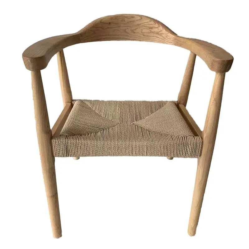 Factory Nordic Style Modern Living Room Outdoor Dining Room Furniture Wooden Rattan Dining Armchair Solid Wood Leisure Chair