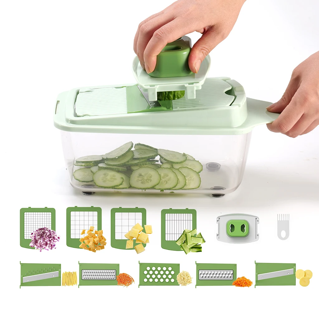 Hot selling Good quality manual food chopper Vegetable cutter machine 9 in 1 Vegetable Chopper smart kitchen tools gadgets