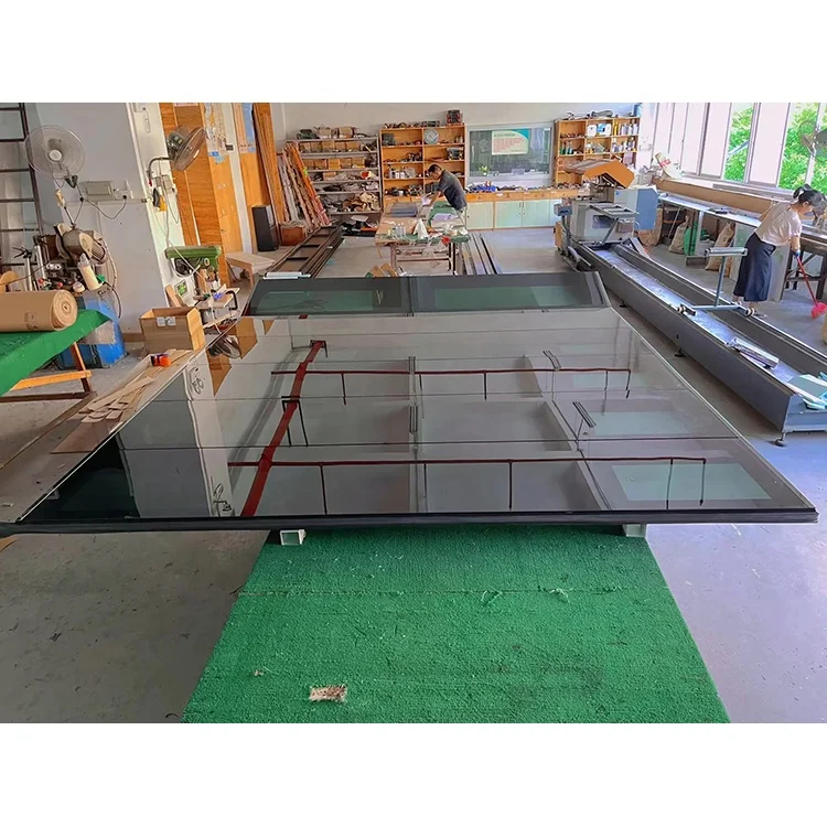 Large Outdoor Frameless Flush Fully Mirrored Glass Garage Door Pu Wood Frameless Glass Curved Garage Door