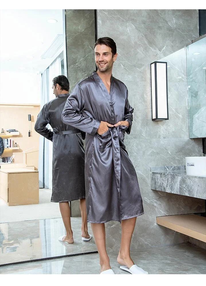 Custom Men Silk Satin  Robe Pajamas Bath SilkPersonalized Name and Date for  Wedding Party