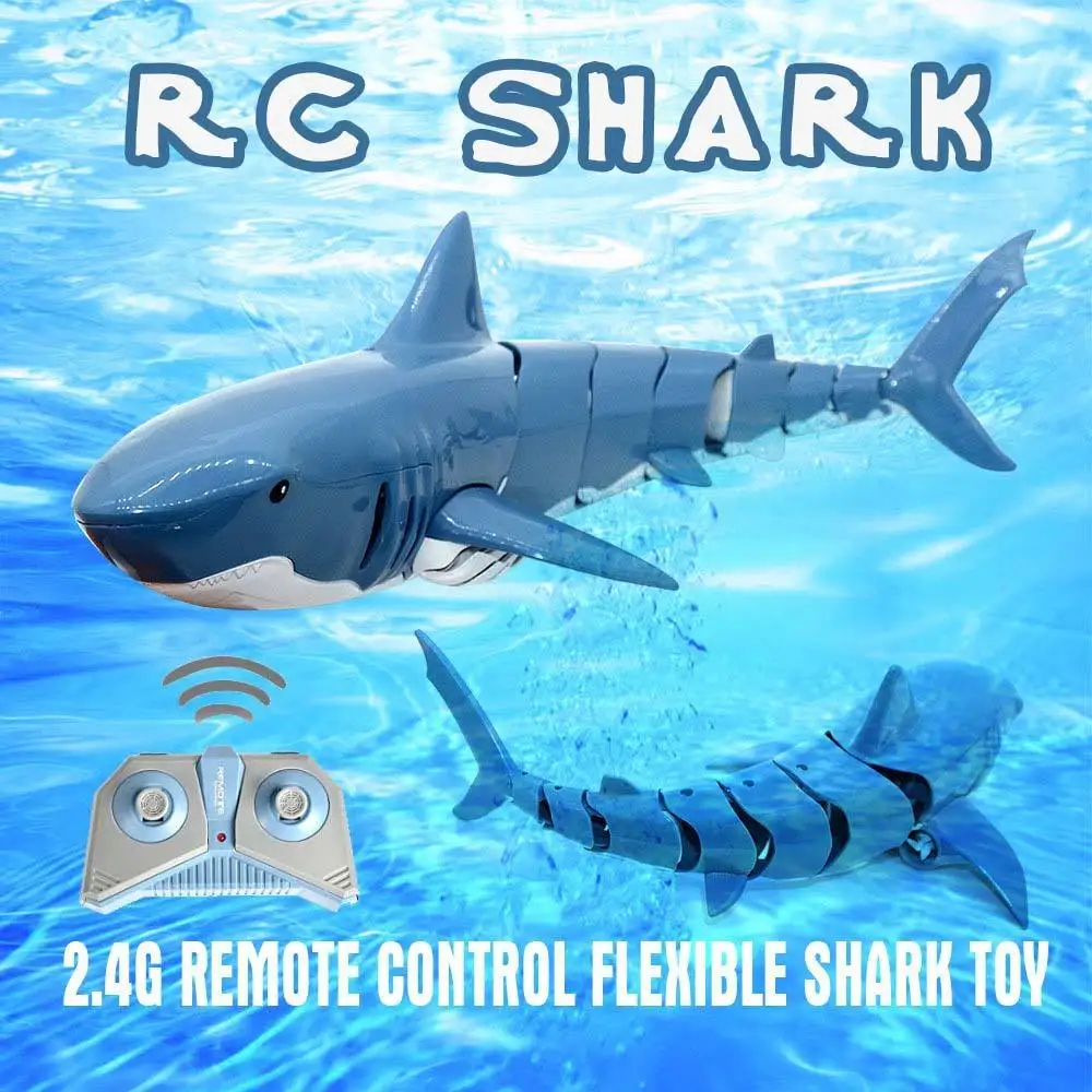New Design Outdoors Toys 2.4G Remote Control Animal Shark 4 Channel Waterproof Swimming RC Shark in River