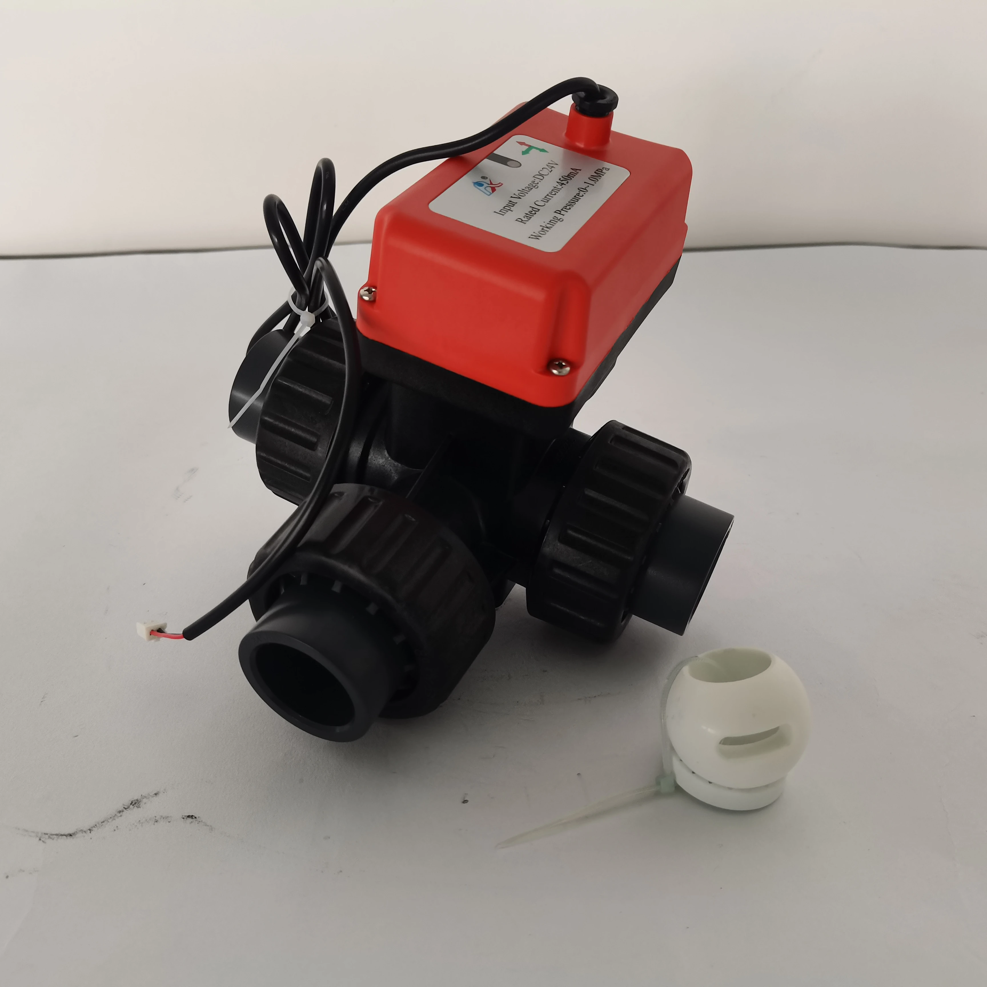 DN40/ 3/2' Hard Sealing Ceramic Core L Type Two Wire Controlling Three-way Ball Valve with UPVC Electric General 18 Months