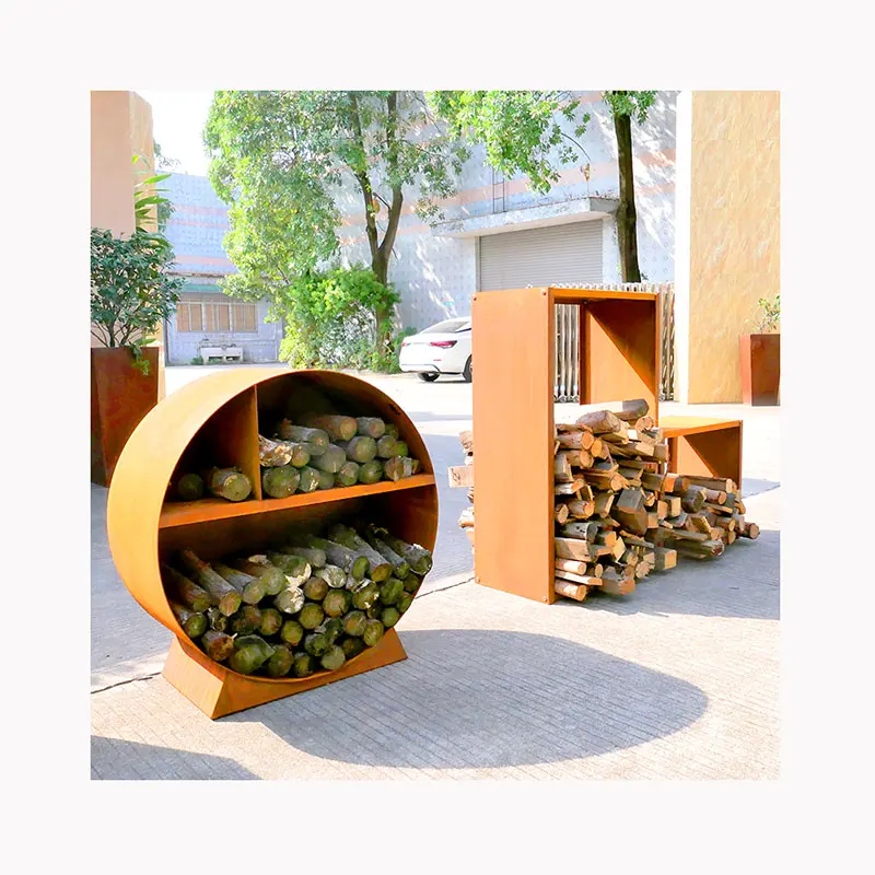 Пользовательские Corten стальные сотовые модули хранения пользовательские металлические стеллажи. Шестигранная полка для дров