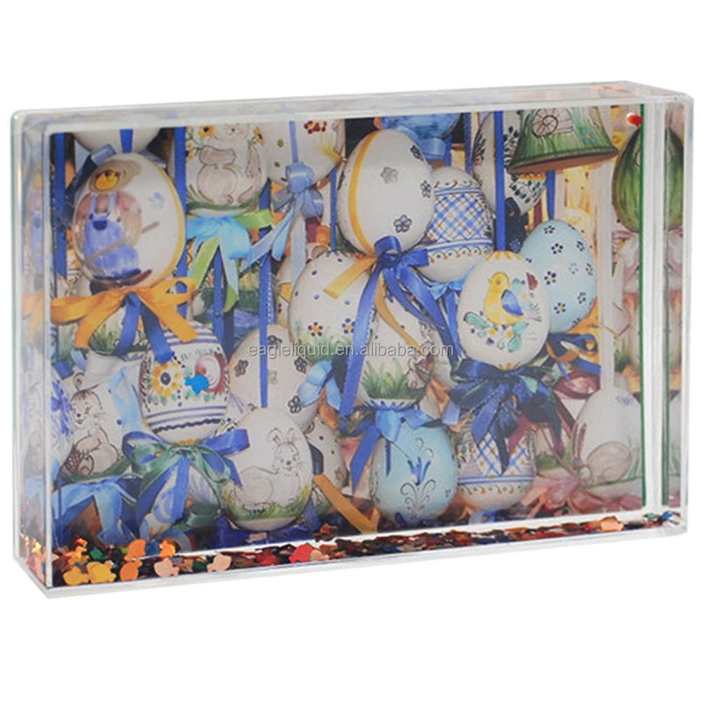 Factory hot sale Customized instax mini glitter picture frames acrylic liquid floating water glitter photo frame