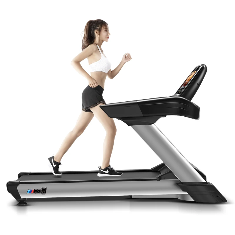 YPOO tv screen motorized treadmill ac motor fitness electric strong treadmill running treadmill semi commercial with  YPOOFIT APP