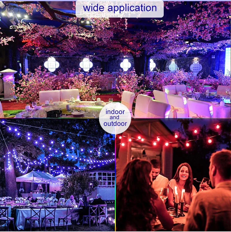 Hot sale LED decoration light indoor Christmas lights G40 smart string lights weatherproof