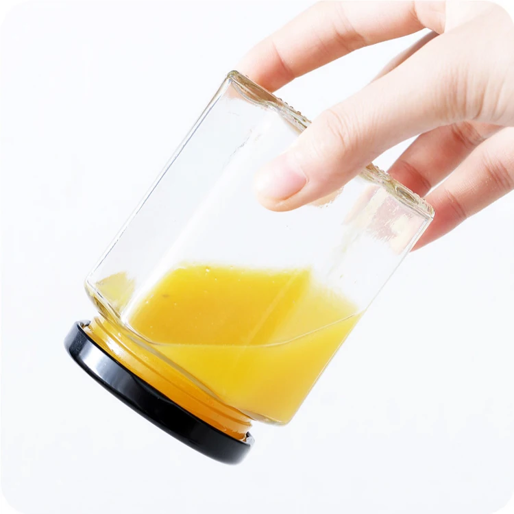 Wholesale Empty Hexagon Airtight Food Storage Container Set 100ml 280ml 380ml 500ml Glass Pickle Jam Honey Jars with Metal Lid