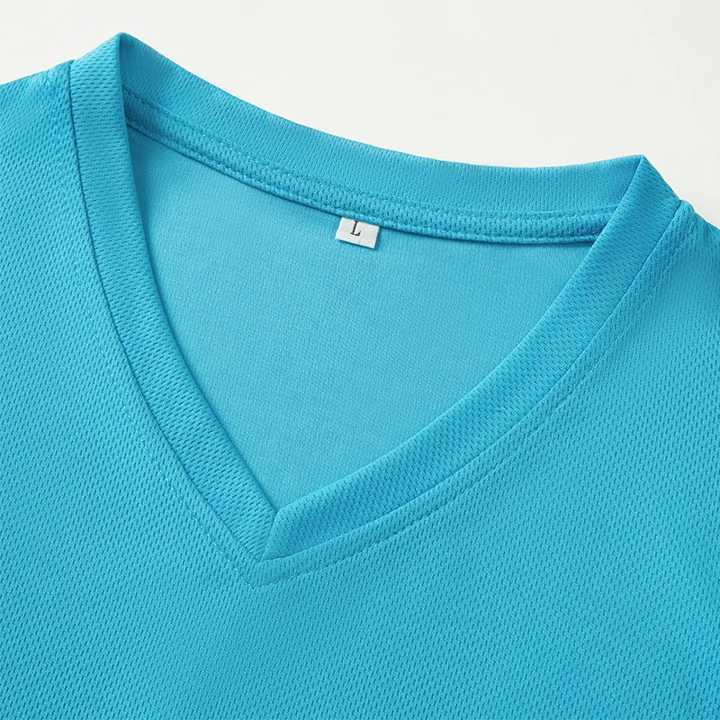 180 Gsm Polyester Breathable Sports Promotional Quick Dry T-Shirts Personnalisable 100 Polyester V Neck T Shirts Men Wholesale