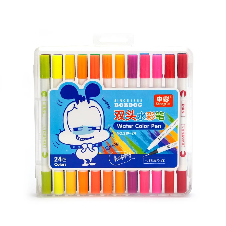 Manufacture Mulit Color 24 Twin Dual Tip Art Markers Brush Water Color Pen