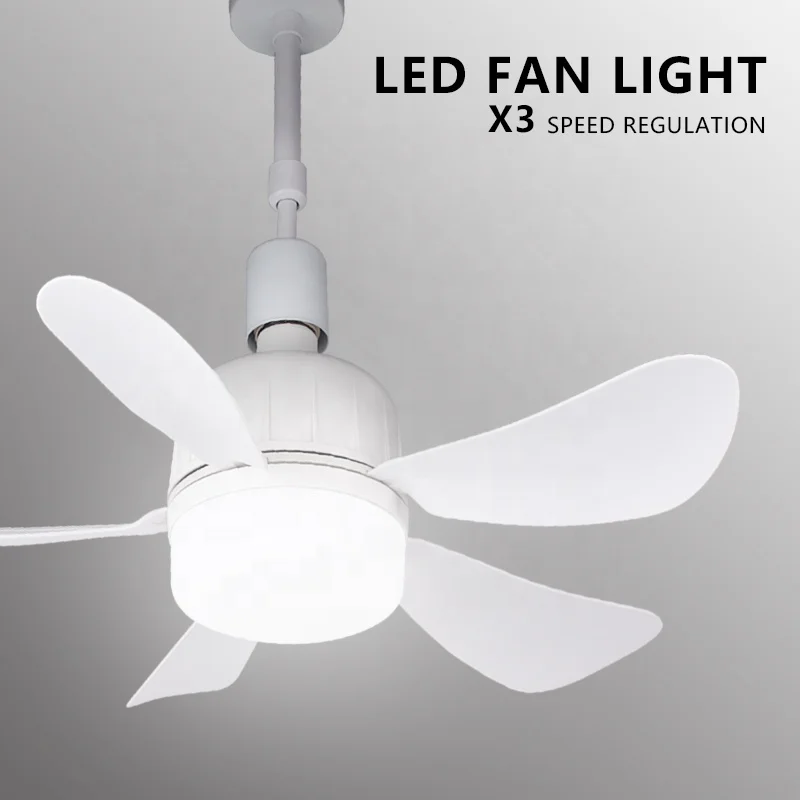 Modern LED Ceiling Fan E27 23W  Holder Living Room Bedroom Decorative Ceiling bulb Fan with LED Light Remote Control