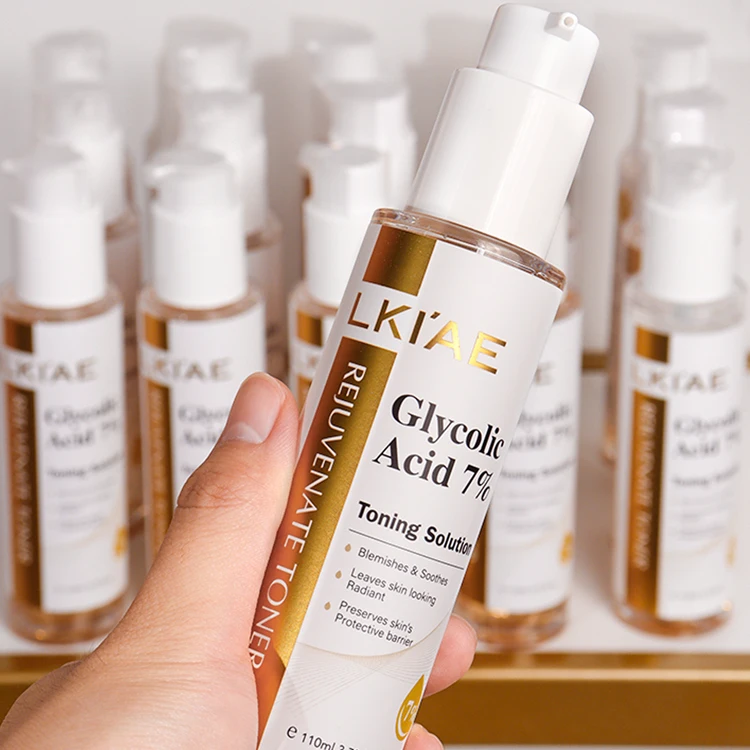 Private Label 7% Glycolic Acid AHA Exfoliating Toner Lactic Acid Witch Hazel Smoothing Pore Refining Skin Care for All Skin Type