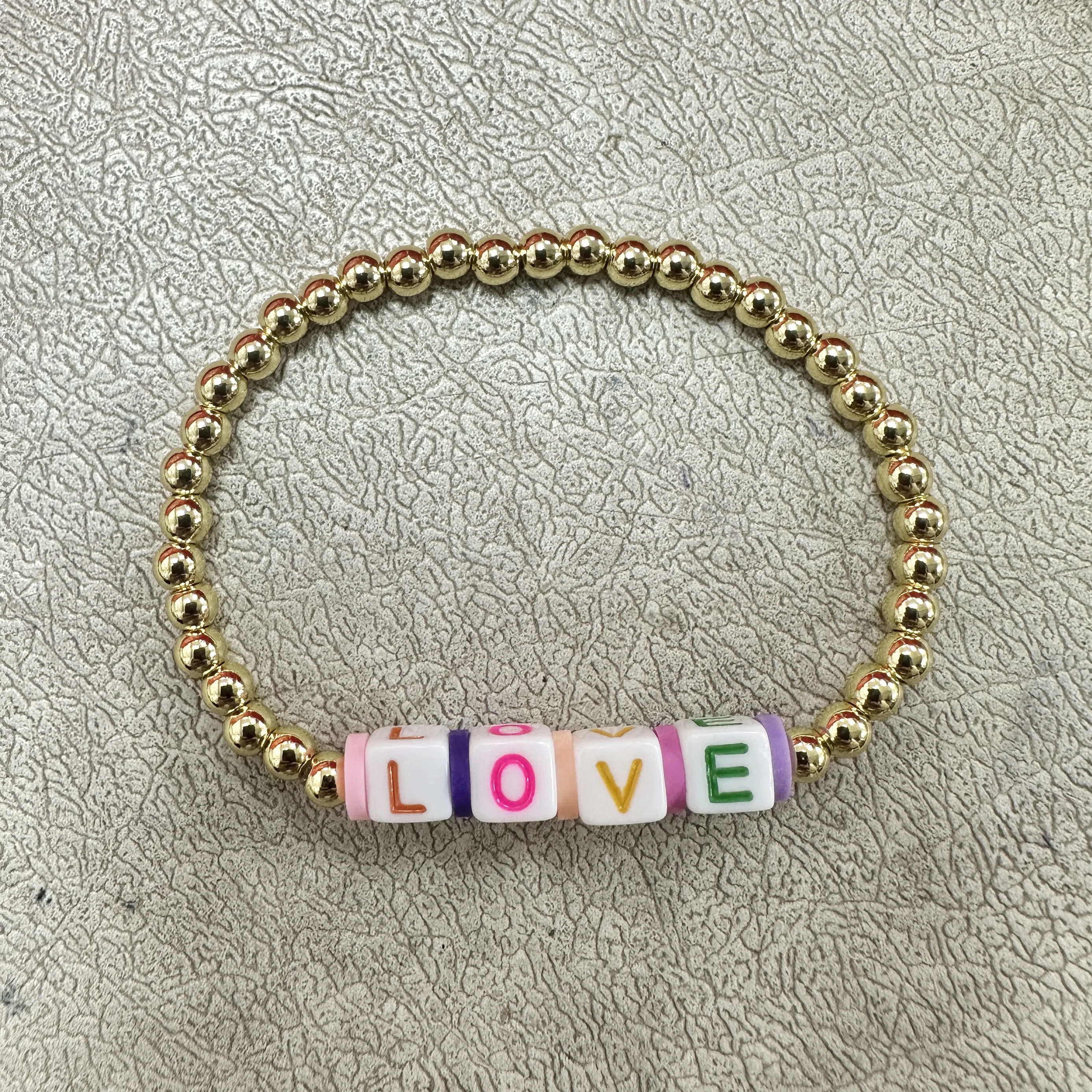 New Fashion Hotsale Adjustable 3mm Brass Beads Bracelet Handmade Resin Letter Seed Beads Bracelet For Women