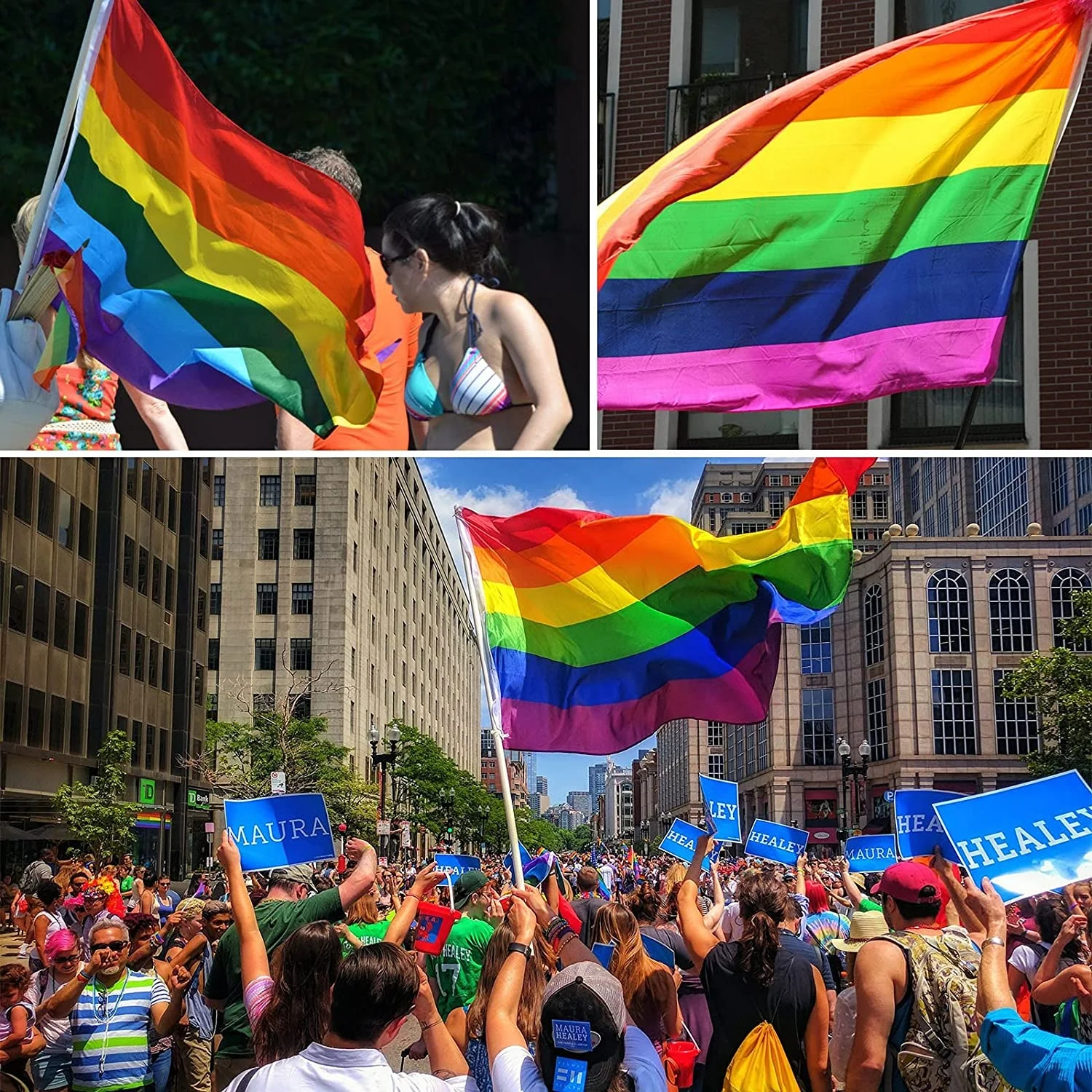 outdoor plastic pole hang waving flag rainbow flag wholesale  rainbow lgbt flag