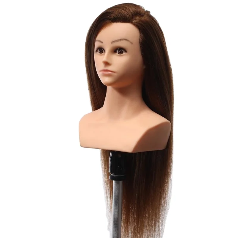 Супер качество макияж обучение голову Женский с плеч, пластиковые человеческих волос салон красоты инструмент стажер 26 дюймов золото