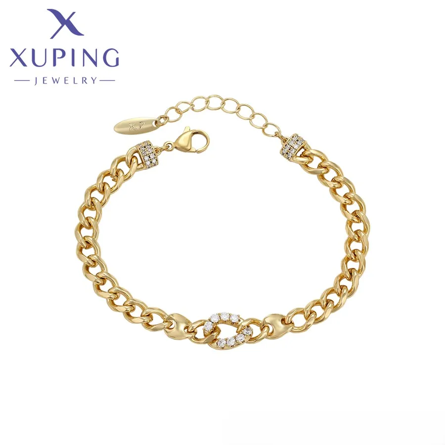 S00157738 XUPING Ювелирная цепочка 14K позолоченный модный большой браслет в стиле хип-хоп для женщин